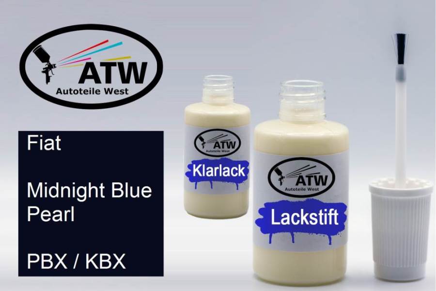 Fiat, Midnight Blue Pearl, PBX / KBX: 20ml Lackstift + 20ml Klarlack - Set, von ATW Autoteile West.